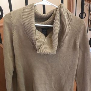 Beige, Calvin Klein cowl neck sweater.